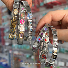 Cargar imagen en el visor de la galería, Pulsera Italiana + 10 Charms Aleatorios Acero Inoxidable