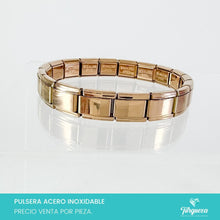 Load image into Gallery viewer, Pulsera Tipo Italiana Rose Gold Brillosa (18 charms 8mm x 1cm) Acero Inoxidable
