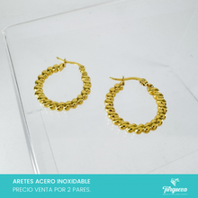 Load image into Gallery viewer, Arete Arracada textura Dorado (2.5cm) Acero Inoxidable
