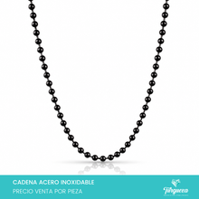 Cargar imagen en el visor de la galería, Cadena Bola Negro (70cm-6mm) Acero Inoxidable
