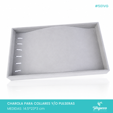 Cargar imagen en el visor de la galería, Exhibidor Charola Para Collares/Pulseras Tela Terciopelo Gris
