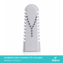 Cargar imagen en el visor de la galería, Exhibidor Para Collares y/o Pulseras Vertical Tela Gris
