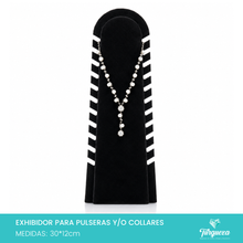 Cargar imagen en el visor de la galería, Exhibidor Para Collares y/o Pulseras Vertical Tela Negro
