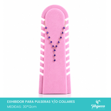 Load image into Gallery viewer, Exhibidor Para Collares y/o Pulseras Vertical Tela Rosa
