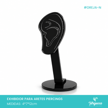 Load image into Gallery viewer, Exhibidor oreja para piercings CH negro
