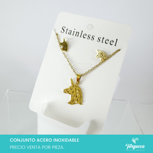 Load image into Gallery viewer, Conjunto Unicornio Dorado Acero Inoxidable
