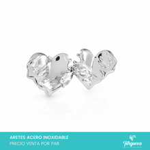 Cargar imagen en el visor de la galería, Arete Corazon Zirconia Acero Inoxidable
