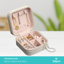 Cargar imagen en el visor de la galería, Joyero Vinipiel Blanco Mini Estuche Organizadora de Joyería
