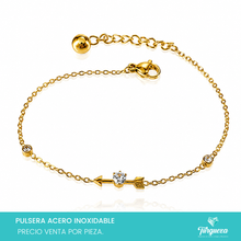 Load image into Gallery viewer, Pulsera Flechita Dorada Acero Inoxidable

