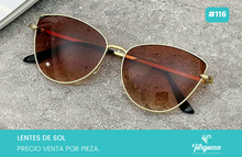 Load image into Gallery viewer, Lentes de Sol Cat Eye Cafe Dorado #116
