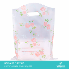 Load image into Gallery viewer, Bolsa de Plástico Flores Rosas Mediana (50pzas 15x20cm)
