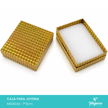 Cargar imagen en el visor de la galería, Caja de Joyería Dorada Tornasol Cubos (7*9cm)

