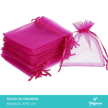 Load image into Gallery viewer, Bolsa de Organza Rosa Fiusha (10pzas 10x15cm)
