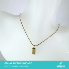 Cargar imagen en el visor de la galería, Collar Lingote Dorado Acero Inoxidable
