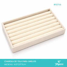 Cargar imagen en el visor de la galería, Exhibidor Charola Para Anillos Tela Beige
