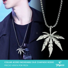 Cargar imagen en el visor de la galería, Collar Hoja Mari Plateado Cadena Acero Inoxidable - Dije  Rodio
