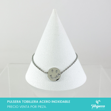 Cargar imagen en el visor de la galería, Tobillera Cara Feliz Plateada Acero Inoxidable
