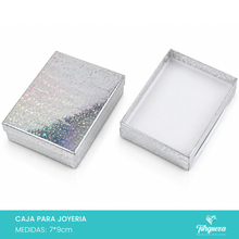 Cargar imagen en el visor de la galería, Caja de Joyería Plateada Tornasol Estrellas (7*9cm)

