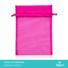 Load image into Gallery viewer, Bolsa de Organza Rosa Fiusha (10pzas 10x15cm)
