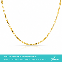 Cargar imagen en el visor de la galería, Cadena Valenti Planchada Dorada (50cm-2mm) Acero Inoxidable
