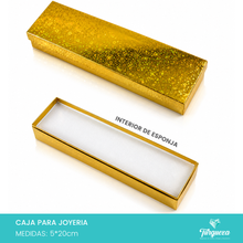 Cargar imagen en el visor de la galería, Caja de Joyería Dorada Tornasol Estrellas (5*20cm)
