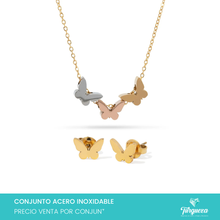 Load image into Gallery viewer, Conjunto Mariposas Tritono Acero Inoxidable
