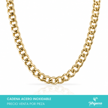 Cargar imagen en el visor de la galería, Cadena Cubana Angosta Dorada (70cm-6mm) Acero Inoxidable
