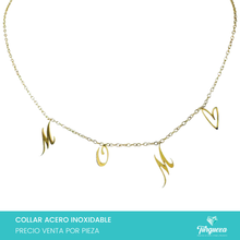 Cargar imagen en el visor de la galería, Collar Charms Mom + Corazon Dorado Acero Inoxidable
