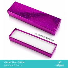 Cargar imagen en el visor de la galería, Caja de Joyería Rosa Tornasol Estrellas (5*20cm)
