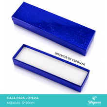 Cargar imagen en el visor de la galería, Caja de Joyería Azul Tornasol Estrellas (5*20cm)
