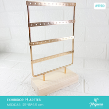 Load image into Gallery viewer, Exhibidor Aretero 4 Niveles Dorado / Madera
