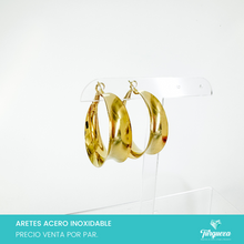 Cargar imagen en el visor de la galería, Arete Arracada 3.5cm Dorado Acero Inoxidable
