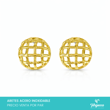 Cargar imagen en el visor de la galería, Arete Circular Dorado 2.5cm Acero Inoxidable
