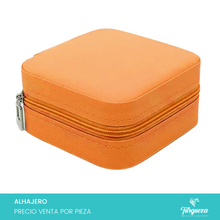 Load image into Gallery viewer, Joyero Vinipiel Naranja Mini Estuche Organizadora de Joyería
