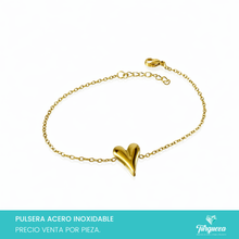 Load image into Gallery viewer, Pulsera Corazon Dorada Acero Inoxidable
