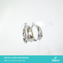 Cargar imagen en el visor de la galería, Arete Arracada 3.5cm Plateado Acero Inoxidable
