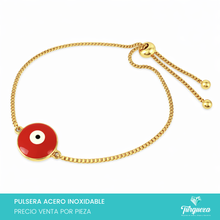 Cargar imagen en el visor de la galería, Pulsera Ojo Dorado Acero Inoxidable
