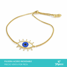 Cargar imagen en el visor de la galería, Pulsera Ojo Dorado Acero Inoxidable
