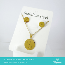 Load image into Gallery viewer, Conjunto Yinyang Dorado Acero Inoxidable

