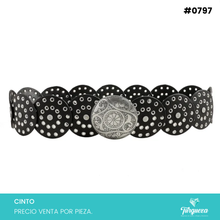 Cargar imagen en el visor de la galería, Cinto Bohemio Circulos para Dama Café Hebilla Plateado #0797 (Copia)
