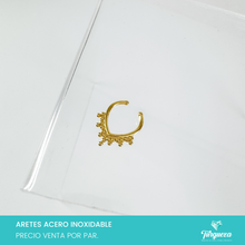 Cargar imagen en el visor de la galería, Arete Earcuff Dorado Acero Inoxidable
