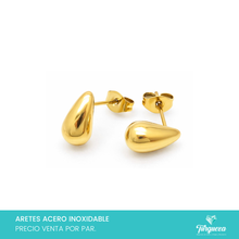 Cargar imagen en el visor de la galería, Aretes Dupes Gota Mini 1cm Dorado Acero
