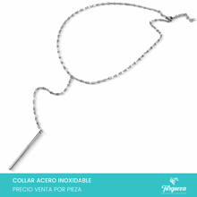 Cargar imagen en el visor de la galería, Collar Corbatin Plateado Acero Inoxidable
