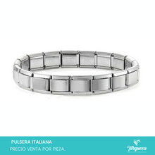 Load image into Gallery viewer, Pulsera Tipo Italiana Plateada (18 charms 8mm x 1cm) Acero Inoxidable
