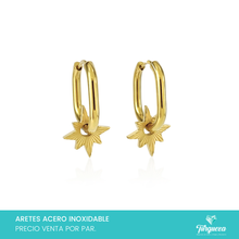 Load image into Gallery viewer, Arete Hoop Oval Destello Dorado (2.5cm) Acero Inoxidable
