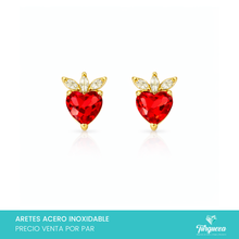 Load image into Gallery viewer, Arete Broquel Fresa Zirconia Dorado (1cm) Acero Inoxidable
