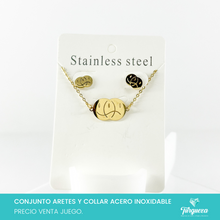 Load image into Gallery viewer, Conjunto Cara Feliz y Triste Dorado Acero Inoxidable
