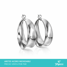 Cargar imagen en el visor de la galería, Arete Arracada 3.5cm Plateado Acero Inoxidable
