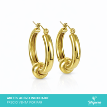 Cargar imagen en el visor de la galería, Arete Arracada Bolita Dorado 2.5cm Acero Inoxidable
