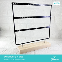 Load image into Gallery viewer, Exhibidor Aretero 3 Niveles Negro / Madera
